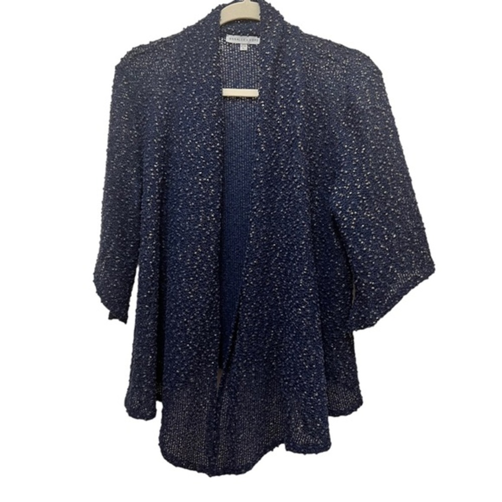 Annalee & Hope Open Cardigan Bell Sleeve Blue and Gold Knit Size L